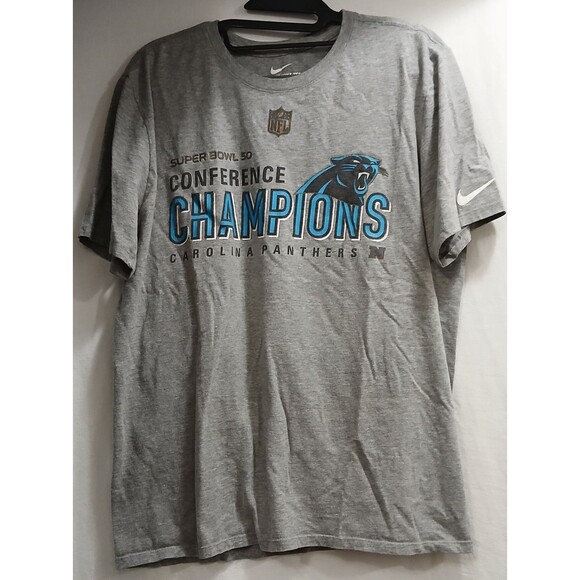 Nike Carolina Panthers Super Bowl 50 Conference Champs T-Shirt Men’s Large EUC - Picture 1 of 7